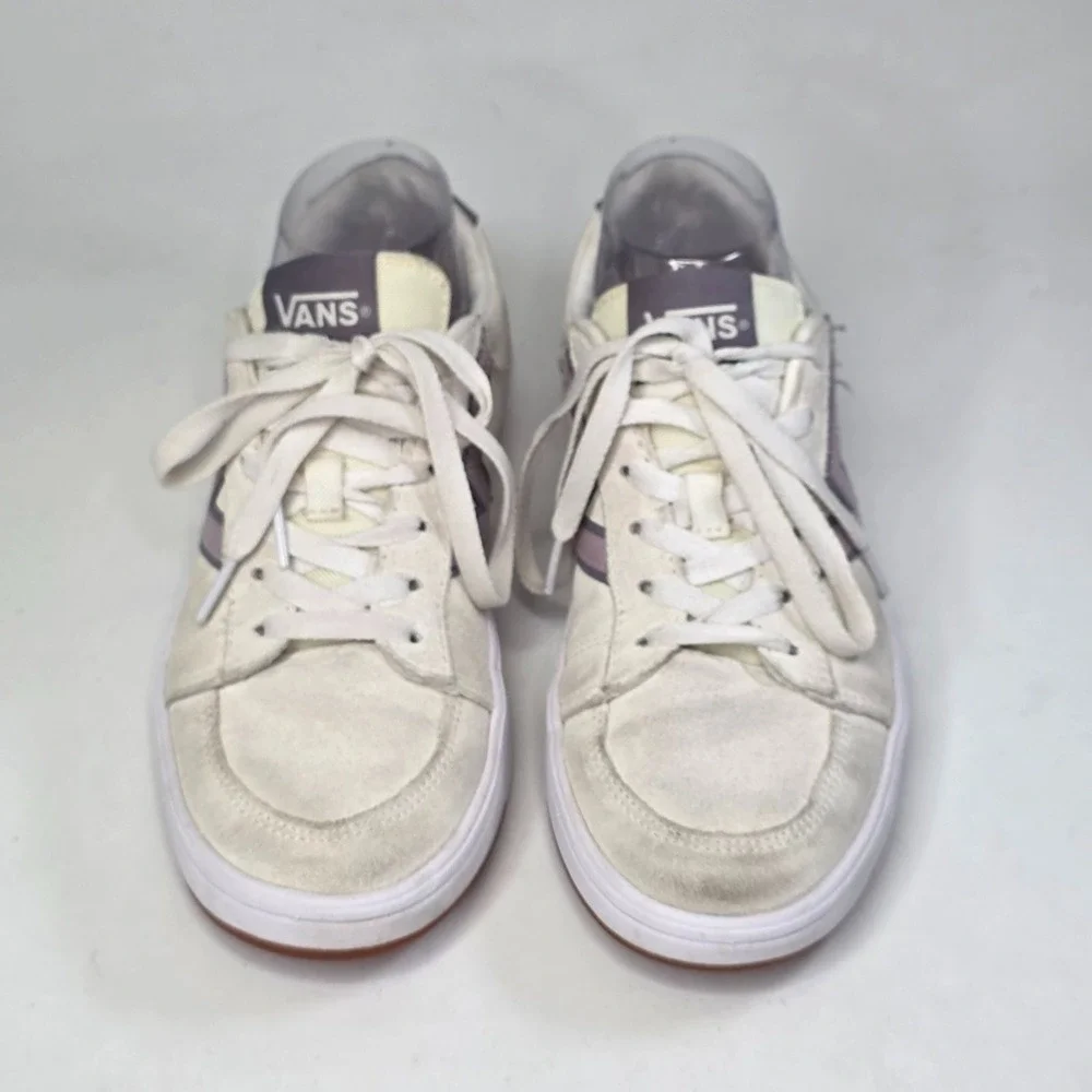 Vans Lowland Comfycush Sneakers Women's 8 Cream White Suede Skate Low Top Shoes